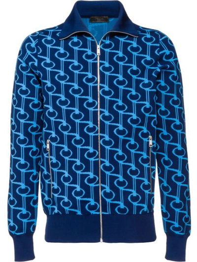 Prada Zip-through Jacquard Track Jacket In Blue