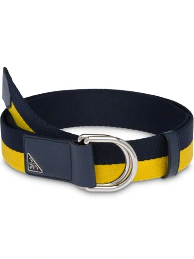 Prada Saffiano Leather And Fabric Belt In Yellow
