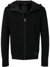 Prada Jersey Zipped Hoodie In Black