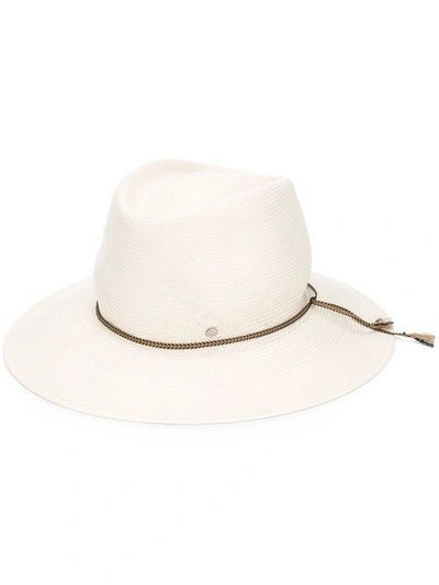 Maison Michel Woven Fedora Hat In White