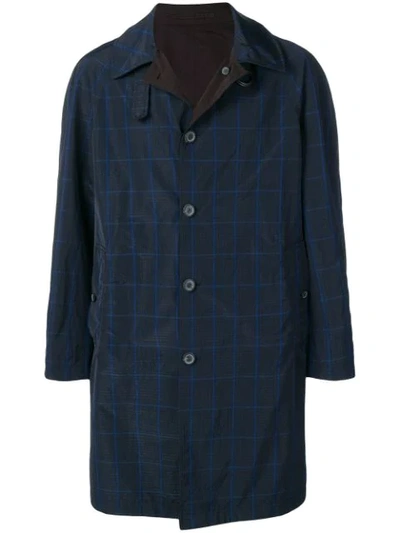 Lanvin Check Single-breasted Coat In Blue