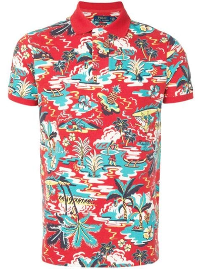 Polo Ralph Lauren Hawaiian Print Polo Shirt In Red
