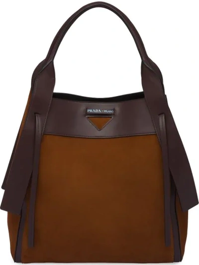 Prada Ouverture Large Tote Bag In Brown