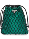 Prada Mesh Drawstring Bag In Black