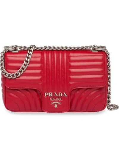 Prada Diagramme Shoulder Bag In Red