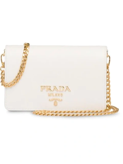 Prada Schultertasche Aus Saffiano-leder In White