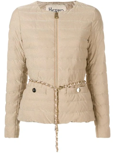 Herno Belted Padded Jacket In Gold