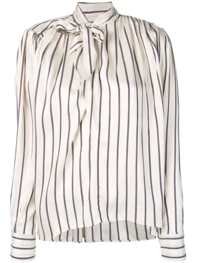 Isabel Marant Pussy Bow Striped Blouse In Neutrals