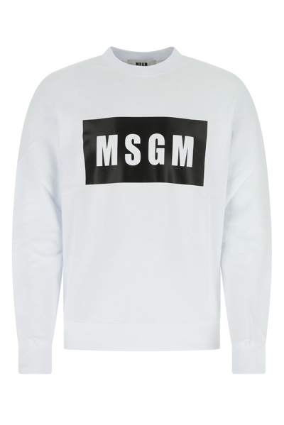 Msgm White Logo Box Sweatshirt