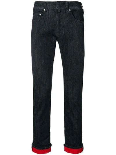 Neil Barrett Contrast Hem Jeans In Black