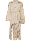 Loewe Cotton Fringe Trench Coat - Neutrals