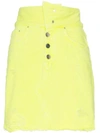 Amiri High-waisted Distressed Denim Mini-skirt In Neon Yellow
