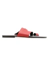 Mara Mac Leather Flat Sandals In Red