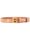 Prada Embossed Slim Belt In Brown