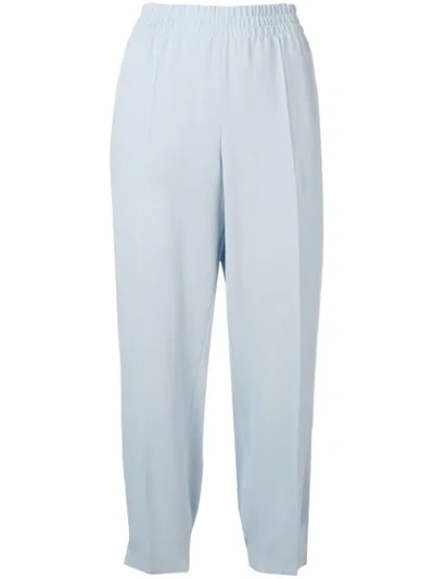 Agnona Side Band Cropped Trousers In Blue