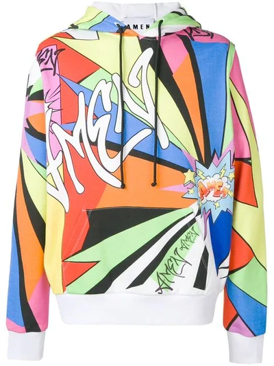 Amen Graffiti Print Hoodie In White