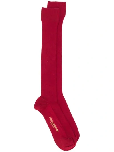 Dolce & Gabbana Knee Length Socks In Red