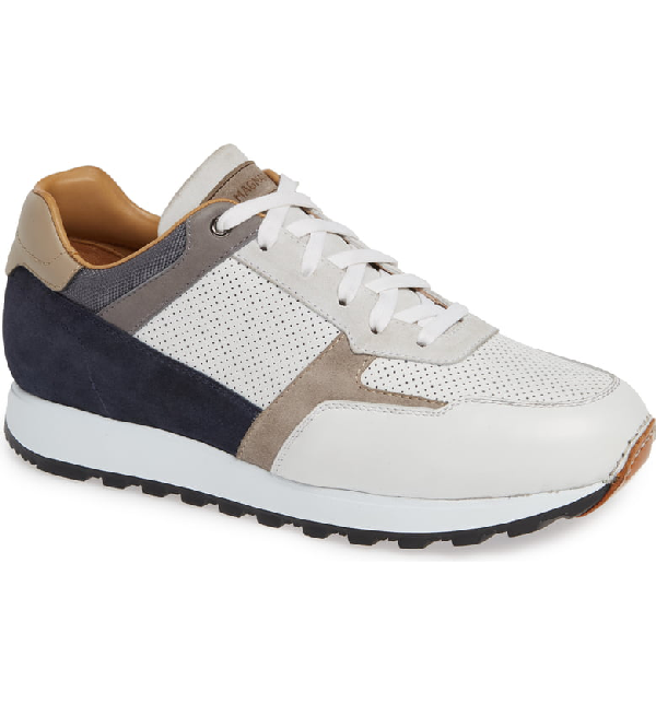 Magnanni Como Sneaker In White/ Navy Leather | ModeSens