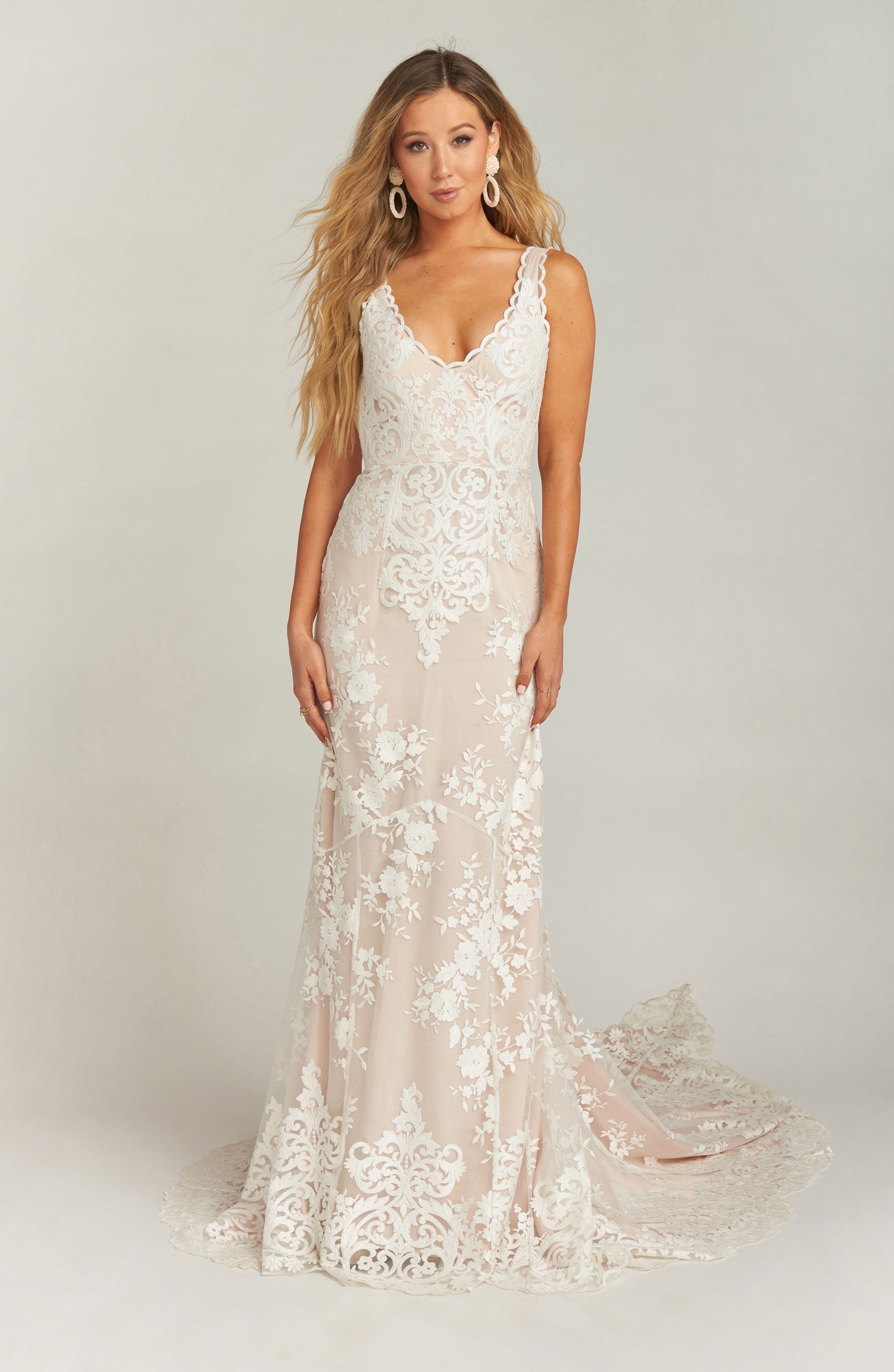 Show Me Your Mumu Contessa V Neck Lace Wedding Dress In Show Me Your Mumu Contessa V Neck Lace Wedding Dress In