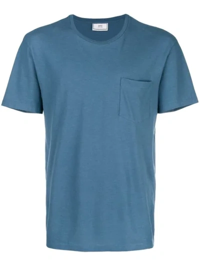 Ami Alexandre Mattiussi T-shirt With Chest Pocket In Blue