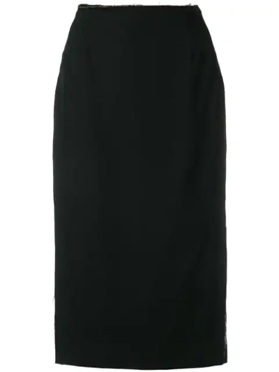 Comme Des Garçons Waist High Split Pencil Skirt In Black