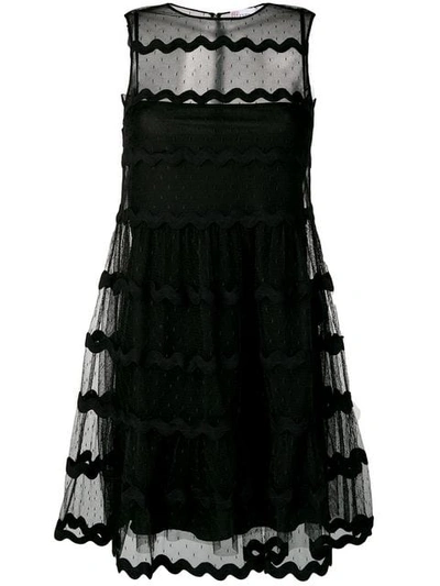 Red Valentino Tulle Tiered Mini-dress In Black