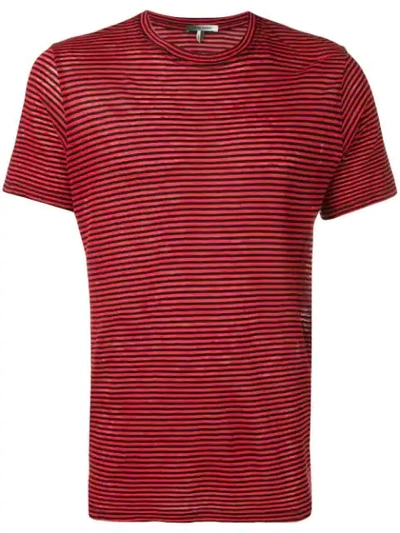 Isabel Marant Striped Cotton & Linen T-shirt In Red