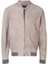 Herno Goat Skin Bomber Jacket In Grey