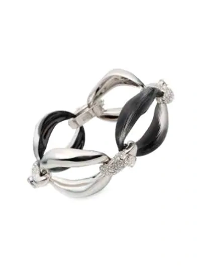 Alexis Bittar Crystal Encrusted Organic Link Bracelet In Silver