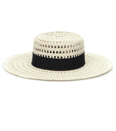 Max Mara Acqua Raffia Hat In White