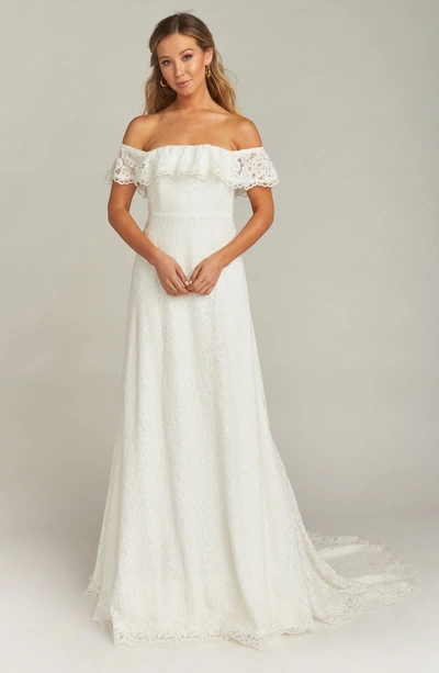 Show Me Your Mumu Karolina Lace Off The Shoulder Wedding Dress In White
