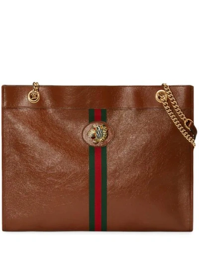 Gucci Large Rajah Leather Tote Bag In Brown