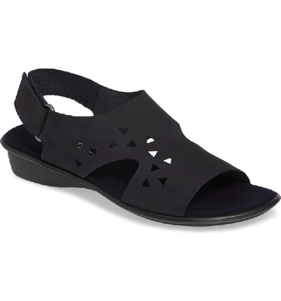 Sesto Meucci Evita Cutout Slingback Sandal In Midnight Nubuck Leather