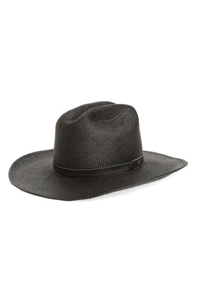 Frye Woven Wide Brim Panama Hat In Onyx