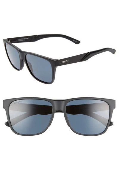 Smith Lowdown Steel 56mm Chromapop™ Polarized Sunglasses In Matte Black/ Black