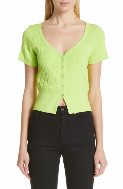 Simon Miller Senoia Fitted Crop Cardigan In Lime