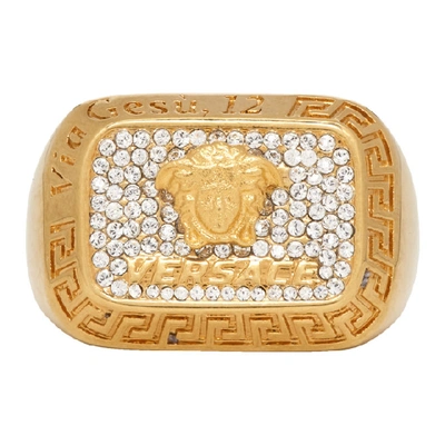 Versace Bejeweled Medusa Ring In Tribute Crystal