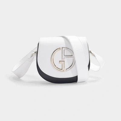 Giorgio Armani | Small Shoulder Bag In Baby Blue Calfskin In White