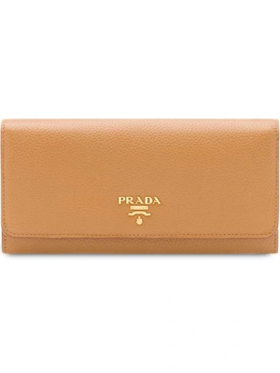 Prada Leather Wallet In Brown