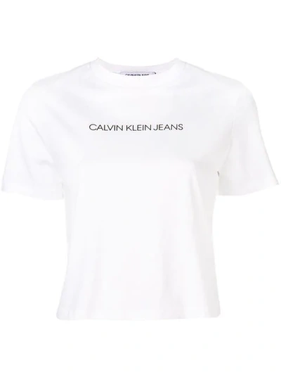 Calvin Klein Jeans Est.1978 Cropped Logo T In White