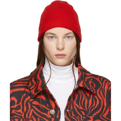 Calvin Klein 205w39nyc Red Ribbed Beanie In 623 Red
