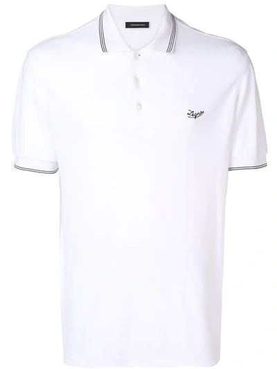 Ermenegildo Zegna Logo Embroidered Polo Top In White