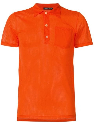 Pre-owned Helmut Lang 1990s Mesh Fitted Polo Shirt In Orange