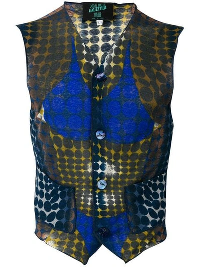 Pre-owned Jean Paul Gaultier Vintage 1996 Trompe L'oeil Sheer Waistcoat In Blue
