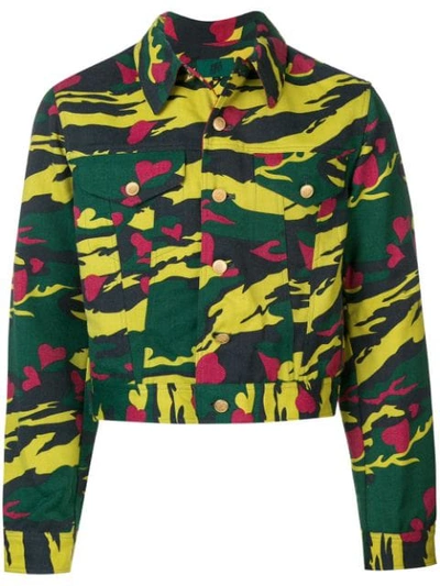 Pre-owned Jean Paul Gaultier Vintage Heart Camouflage Cropped Jacket In Green