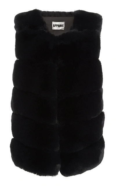 Apparis Maya Faux Fur Vest In Black