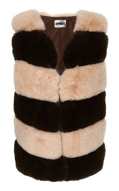 Apparis Ritana Striped Faux Fur Vest In Multi