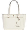Tory Burch Small Robinson Leather Tote In Birch / Shell Pink