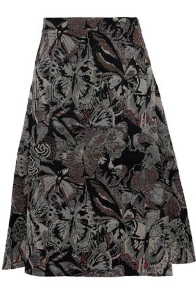 Valentino Woman Metallic Jacquard-knit Skirt Black