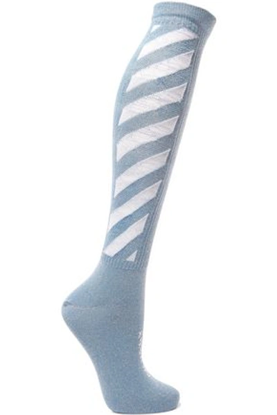 Off-white &trade; Woman Striped Cotton-blend Socks Sky Blue
